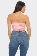 Strapless ribbed bandeau crop top summer outfit styling