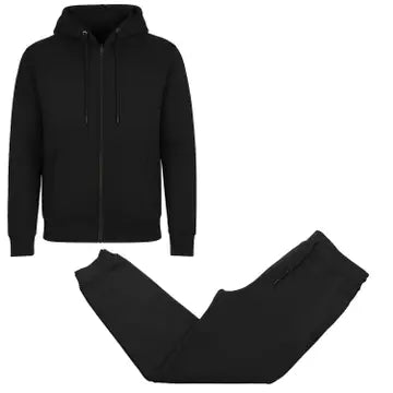 Two piece lounge set women fleece featuring a black hoodie and matching pants, perfect for cozy and stylish comfort.