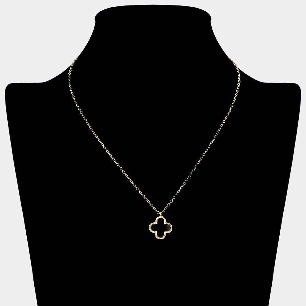 Stainless steel quatrefoil pendant necklace elegant jewelry
