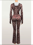 hooded flare jumpsuit women long sleeve stretch wear