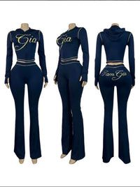 Hooded Flare Jumpsuit Women Outfit