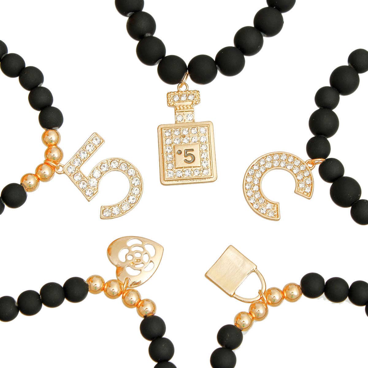 Black Boutique Charm Bracelet Elegant Fashion Jewelry