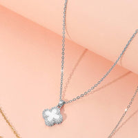 Reversible Quatrefoil Pendant Necklace Stainless Steel