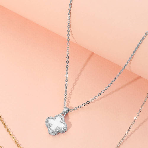 Elegant reversible quatrefoil pendant necklace women jewelry