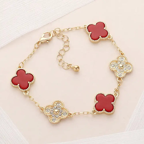 adjustable clover pave bracelet for women stainless steel luxury fashion bracelet