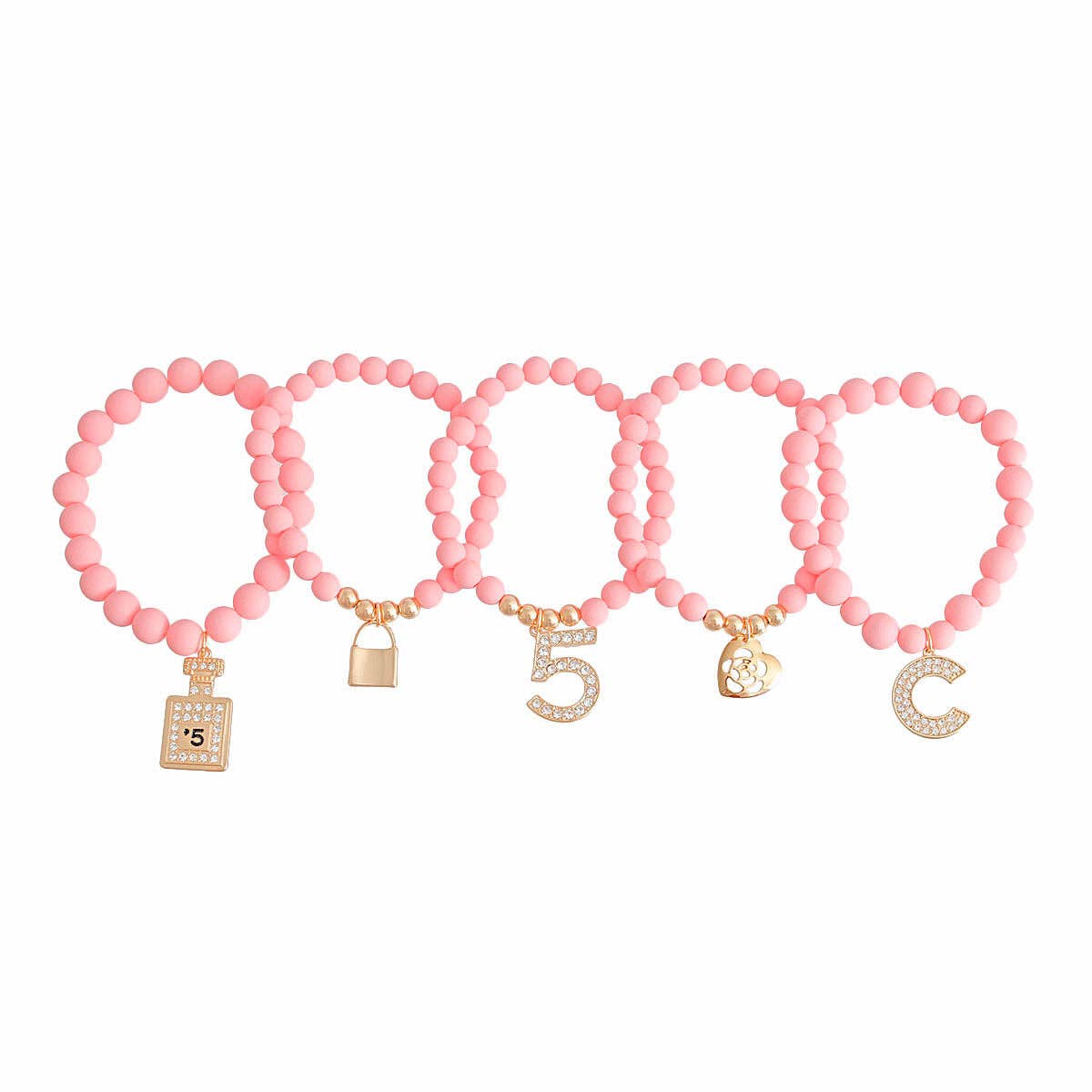 stackable charm bracelets matte pink women layered style
