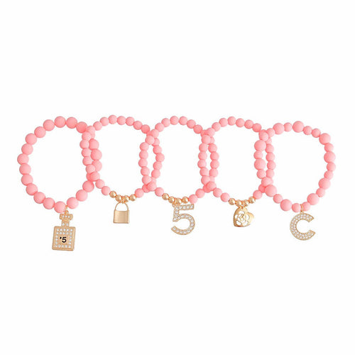 stackable charm bracelets matte pink women layered style
