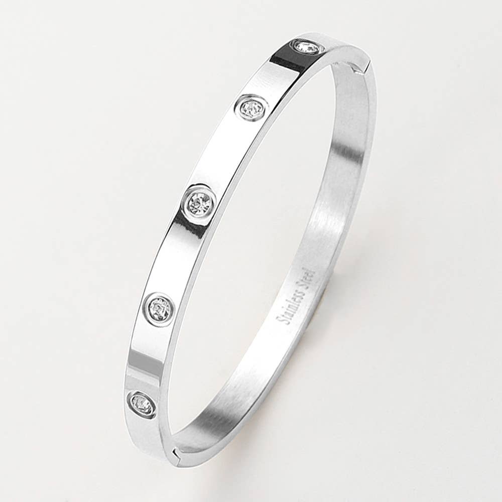 Stainless steel station bangle bracelet elegant jewelry