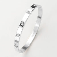 Stainless Steel Station Bangle Bracelet Elegant Jewelry