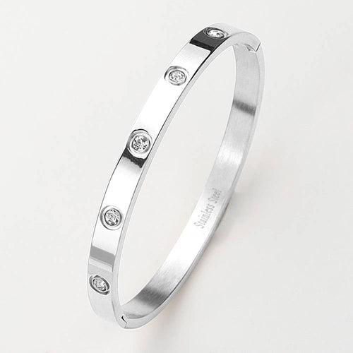 Stainless steel station bangle bracelet elegant jewelry