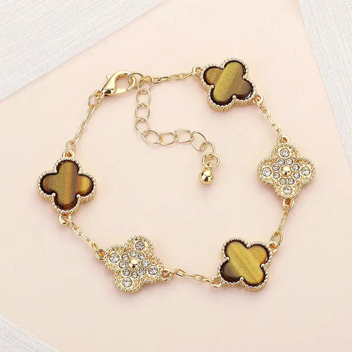 premium adjustable clover pave bracelet for women stainless steel gift idea