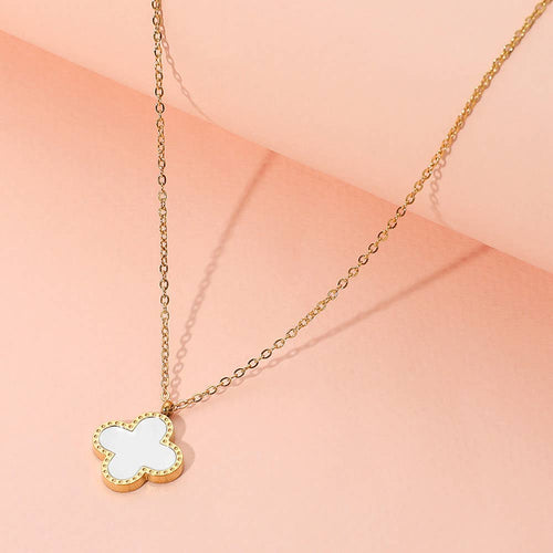 Women stainless steel quatrefoil pendant necklace stylish design
