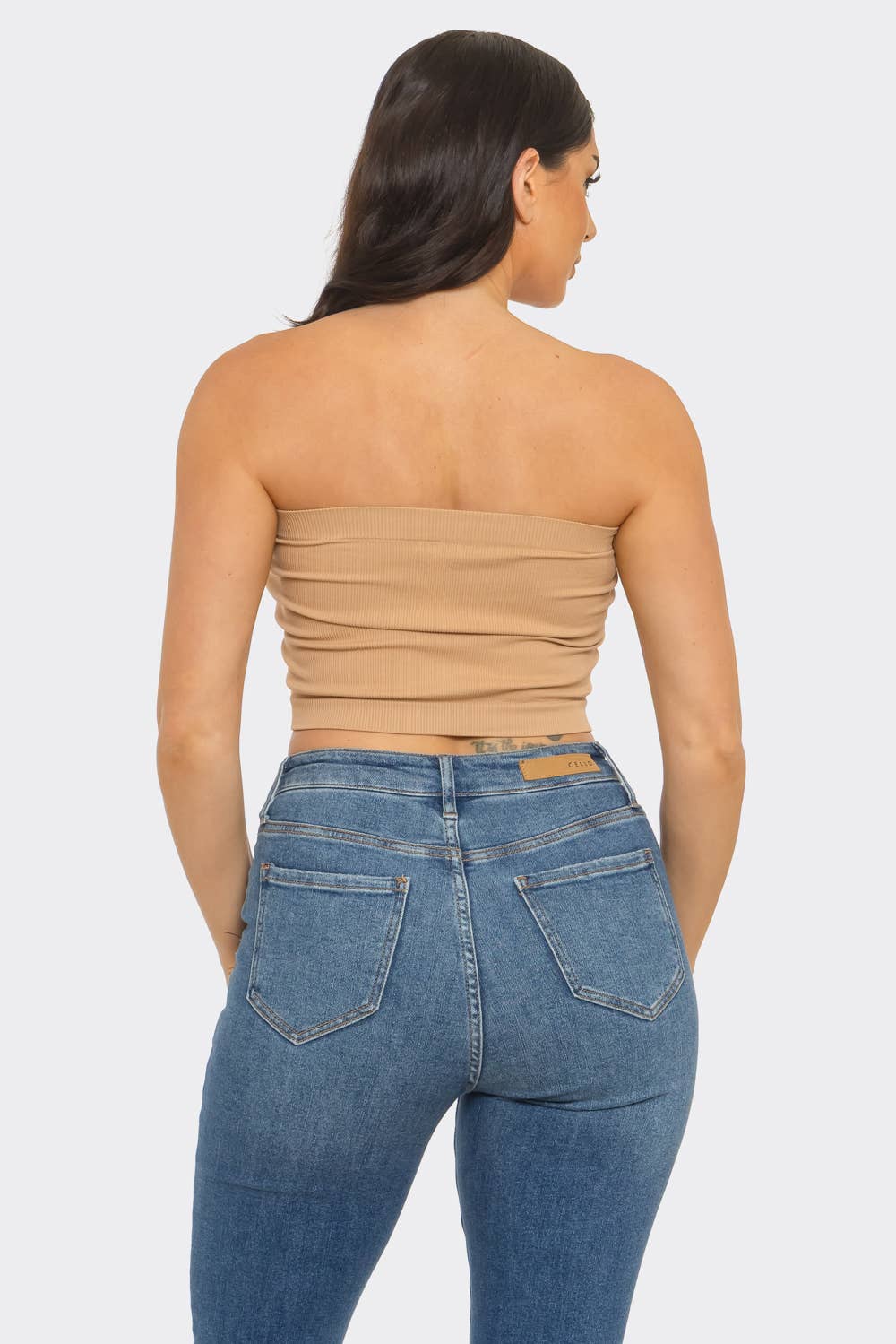 Strapless ribbed bandeau crop top seamless tube top