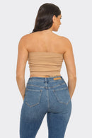 Strapless ribbed bandeau crop top seamless tube top