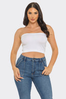 Strapless ribbed bandeau crop top summer outfit styling