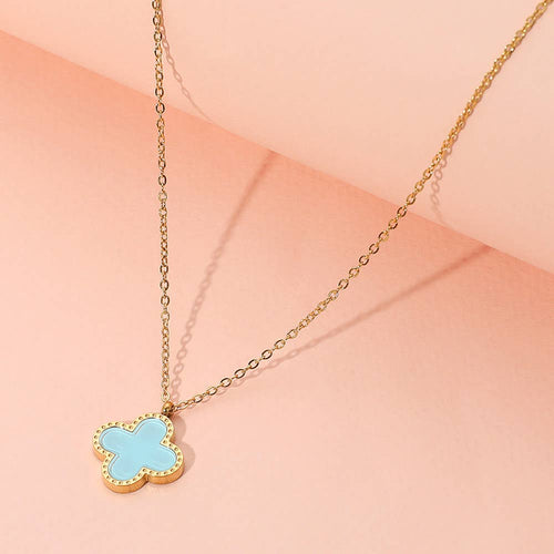 Elegant stainless steel quatrefoil pendant necklace fashion accessory