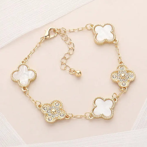 buy adjustable clover pave bracelet for women stainless steel elegant jewelry