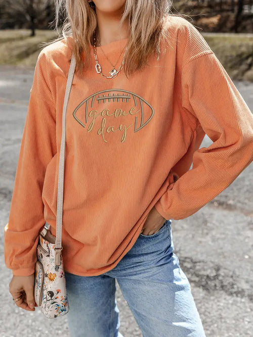 premium game day corduroy relaxed fit sweatshirt women stylish everyday wear
