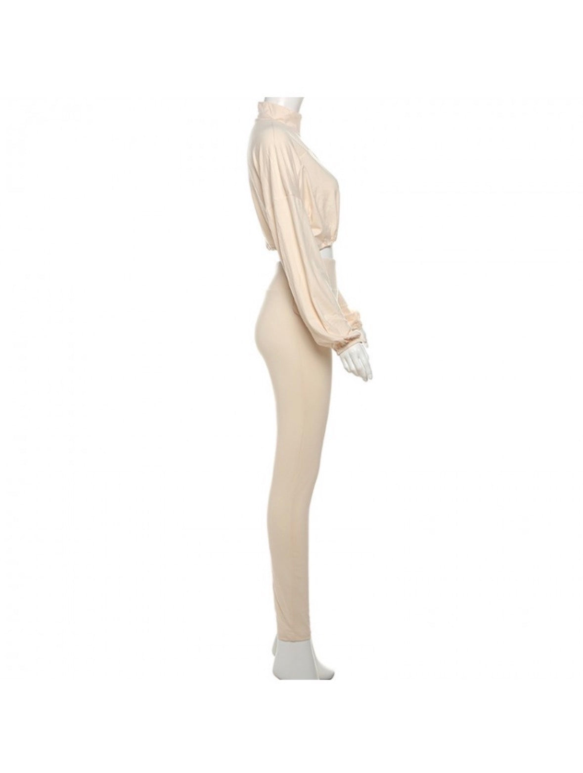 drawstring zipper cropped skinny pants set women stylish set