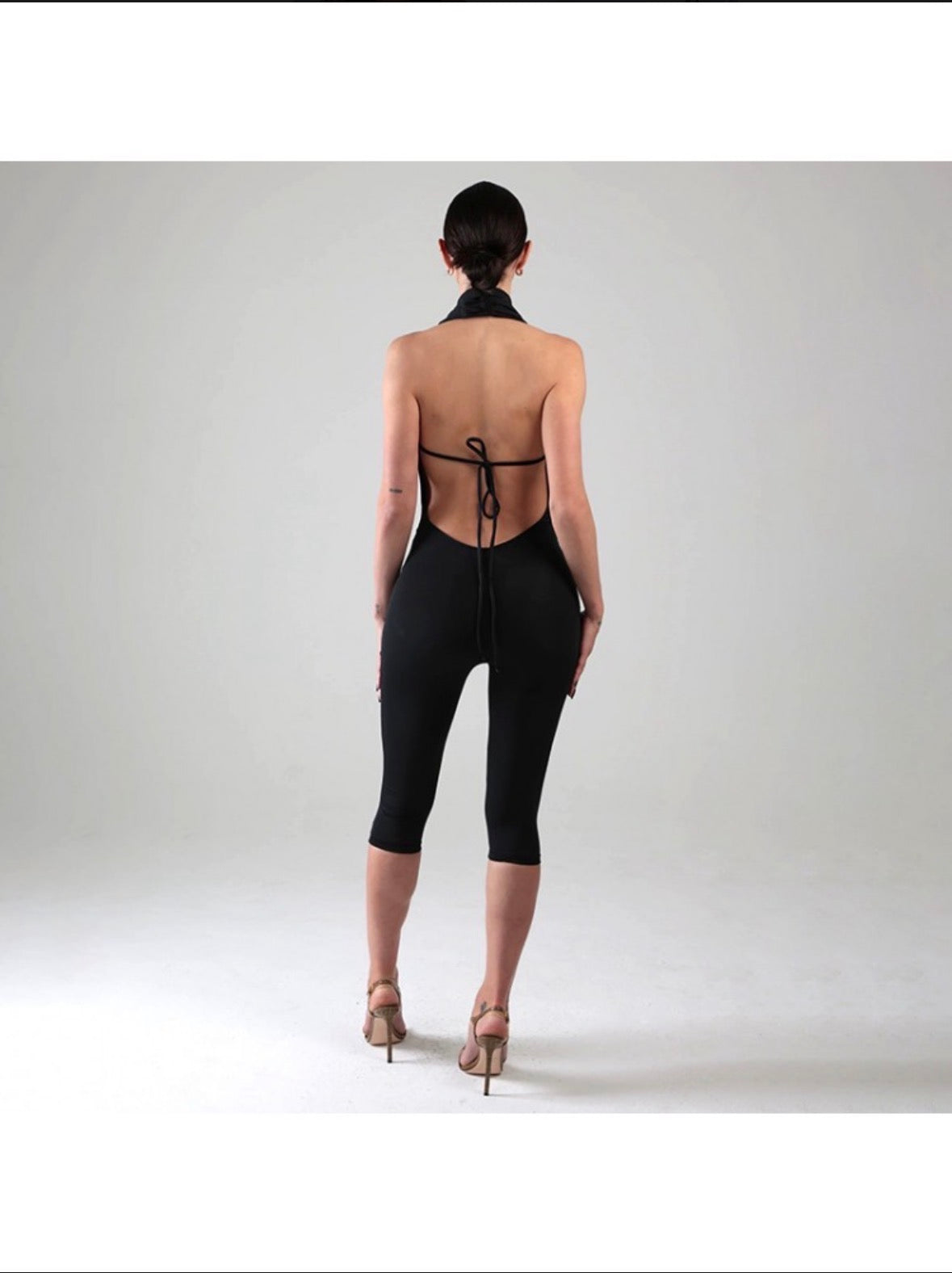 backless halter capri jumpsuit women trendy vacation wear