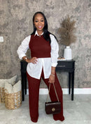 ribbed wide leg set women two piece stretch wear