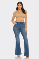 Strapless ribbed bandeau crop top seamless tube top