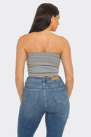 Elegant strapless ribbed bandeau crop top fashion wear
