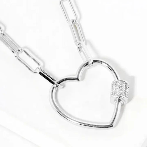 paperclip heart lock necklace women elegant jewelry trendy fashion