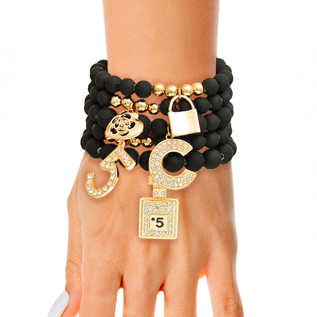 Black Boutique Charm Bracelet Elegant Fashion Jewelry