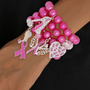 breast cancer awareness gifts bracelet pink charm set
