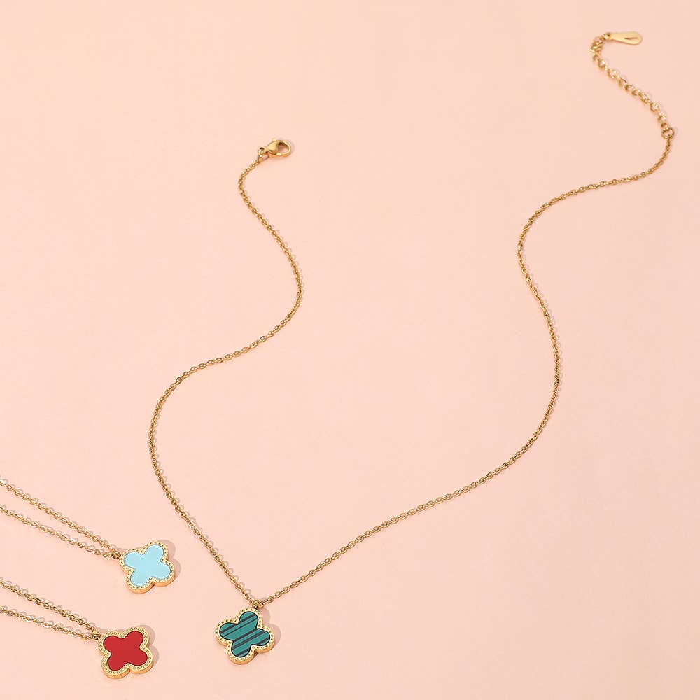 Women stainless steel quatrefoil pendant necklace stylish design