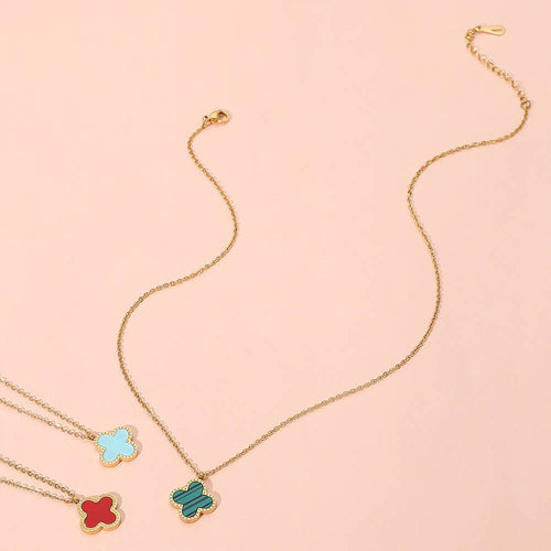 Women stainless steel quatrefoil pendant necklace stylish design