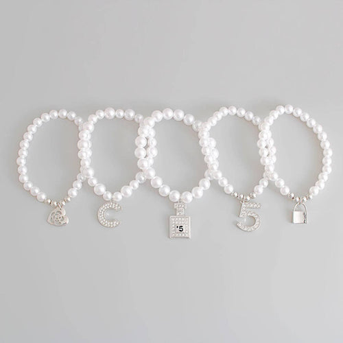 white pearl silver no 5 boutique bracelets elegant accessory