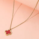Elegant stainless steel quatrefoil pendant necklace fashion accessory