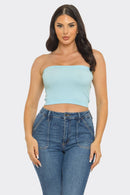 Strapless ribbed bandeau crop top seamless tube top