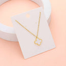 Stainless steel quatrefoil pendant necklace close up