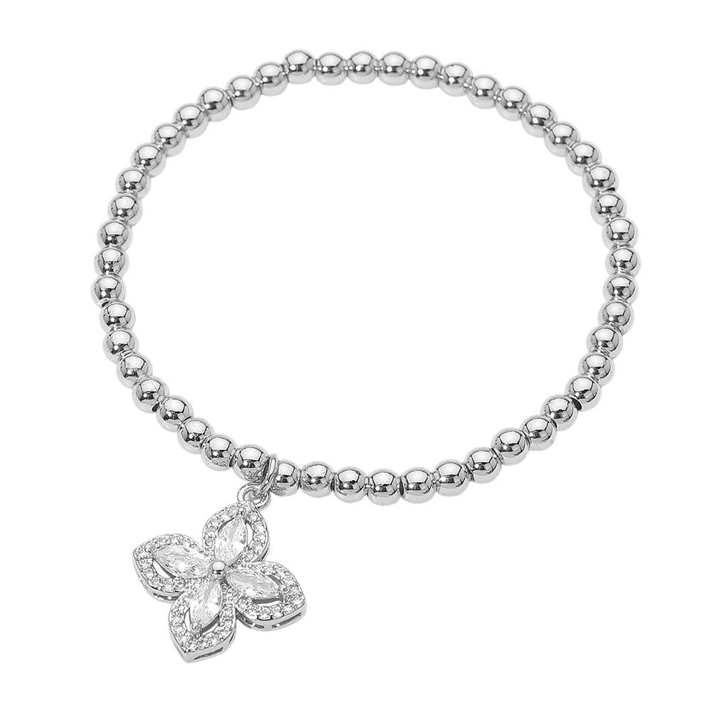 Elegant flower charm stretch bracelet women fashion accessory