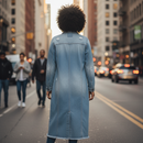 Distressed Long Denim Coat