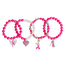 Breast Cancer Awareness Gifts Bracelet Pink Charm Set featuring pink beads and charms for support