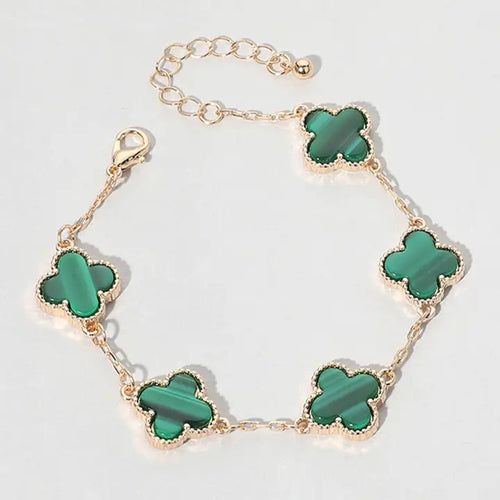 gold clover charm link bracelet for women elegant lucky jewelry
