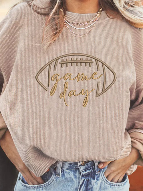 game day corduroy relaxed fit sweatshirt women cozy oversized outfit