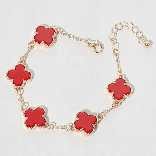 luxury gold clover charm link bracelet for women fashion style