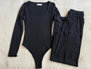 Miracle E Fashions Ribbed Long Sleeve Bodysuit And Lounge Pant Set
