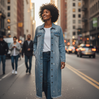 Distressed Long Denim Coat