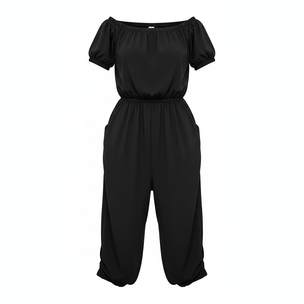 Off Shoulder Cuffed Jumpsuit
