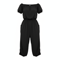 Off Shoulder Cuffed Jumpsuit