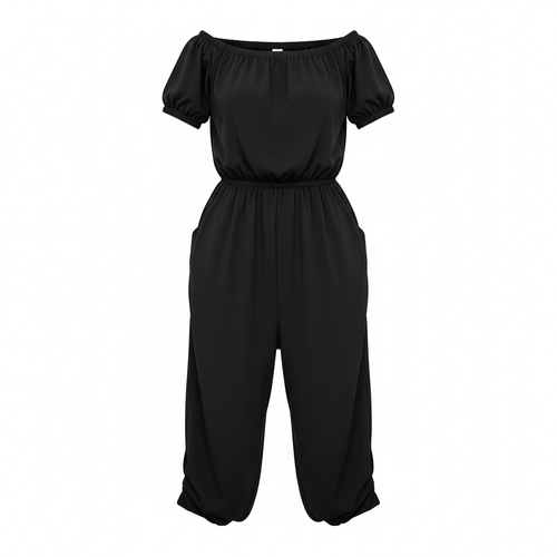 Off Shoulder Cuffed Jumpsuit