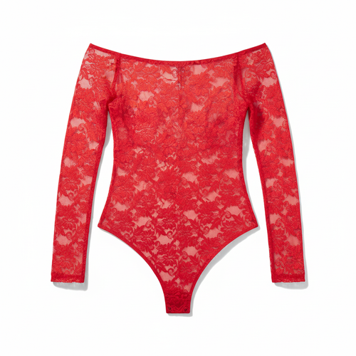 Black Floral Lace Off-the-Shoulder Bodysuit