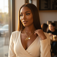 Sacred Heart Disc Charm  Necklace-Gold Pendant Chain | Miracle E Fashions