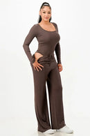 Ribbed Lounge Set with Square Neck Bodysuit